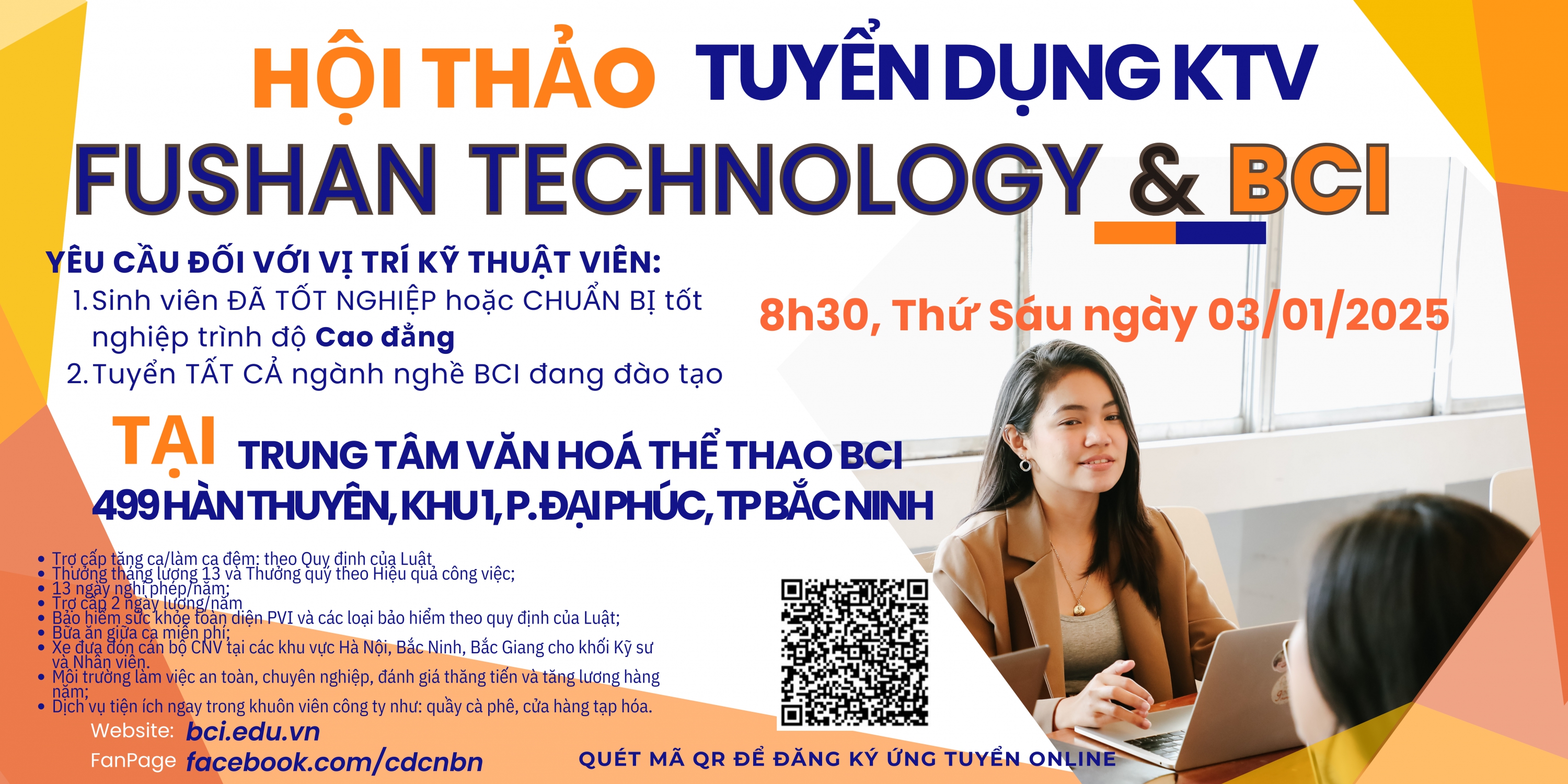 FUSHAN TECHNOLOGY VIETNAM CÙNG BCI TỔ CHỨC CHƯƠNG TRÌNH TUYỂN DỤNG KỸ THUẬT VIÊN NĂM 2025 CHO SINH VIÊN CĐLTK5 & CĐK13