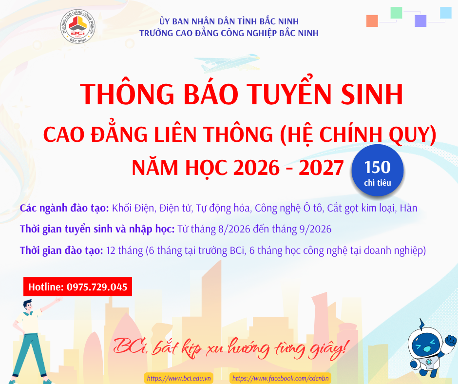 Tuyển sinh Cao đẳng liên thông (hệ chính quy) năm học 2026 - 2027